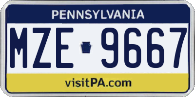 PA license plate MZE9667