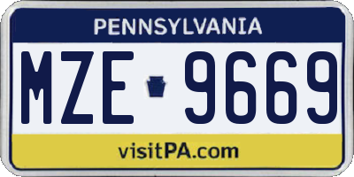 PA license plate MZE9669
