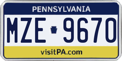 PA license plate MZE9670