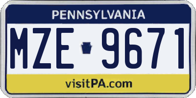 PA license plate MZE9671