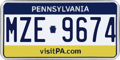 PA license plate MZE9674