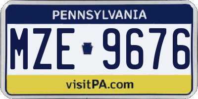 PA license plate MZE9676