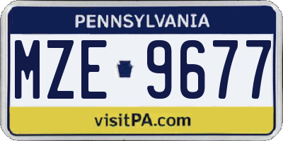 PA license plate MZE9677