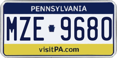 PA license plate MZE9680