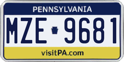 PA license plate MZE9681