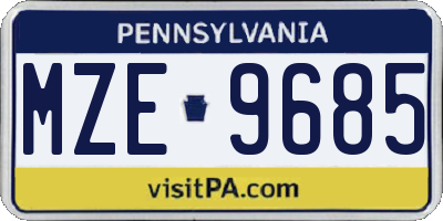 PA license plate MZE9685