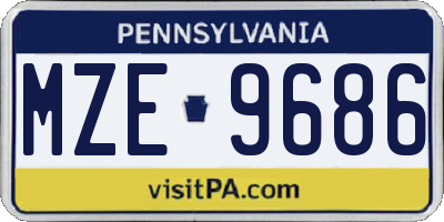 PA license plate MZE9686