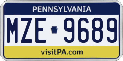 PA license plate MZE9689