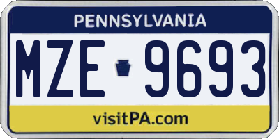 PA license plate MZE9693