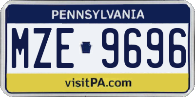 PA license plate MZE9696