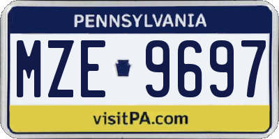 PA license plate MZE9697