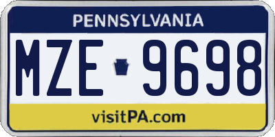 PA license plate MZE9698