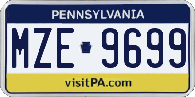 PA license plate MZE9699