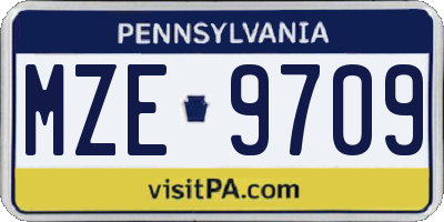 PA license plate MZE9709