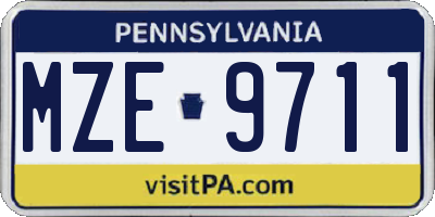 PA license plate MZE9711