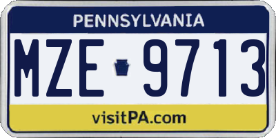 PA license plate MZE9713
