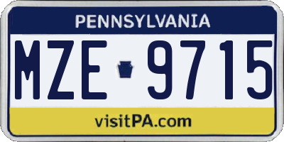PA license plate MZE9715