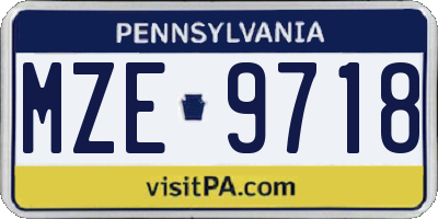 PA license plate MZE9718