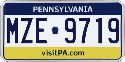PA license plate MZE9719