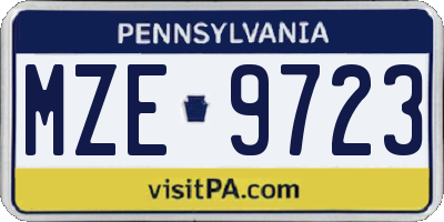 PA license plate MZE9723