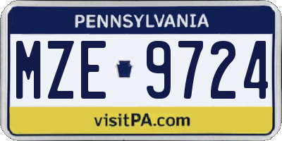 PA license plate MZE9724