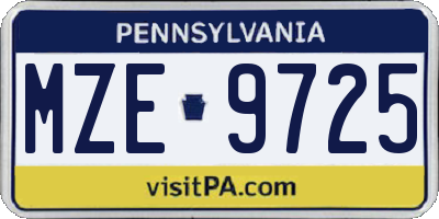 PA license plate MZE9725