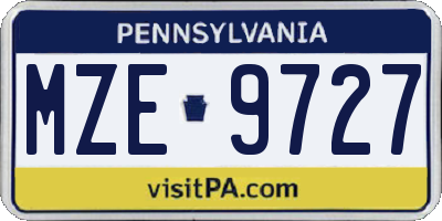 PA license plate MZE9727