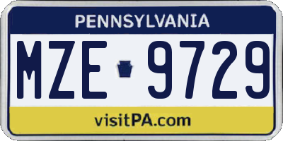 PA license plate MZE9729