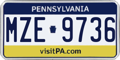 PA license plate MZE9736
