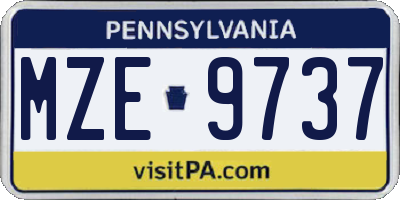 PA license plate MZE9737