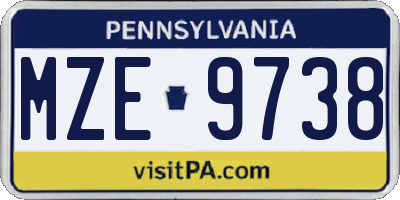 PA license plate MZE9738