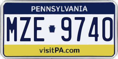 PA license plate MZE9740