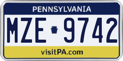 PA license plate MZE9742