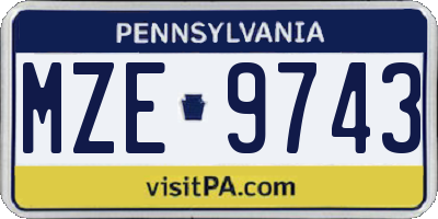 PA license plate MZE9743