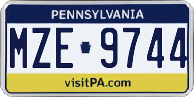 PA license plate MZE9744