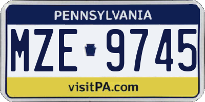 PA license plate MZE9745