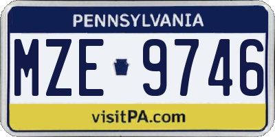 PA license plate MZE9746