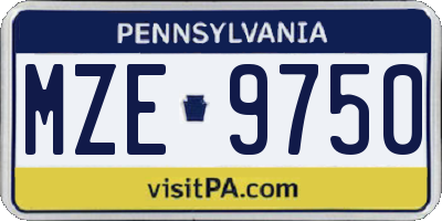 PA license plate MZE9750