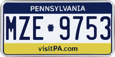 PA license plate MZE9753