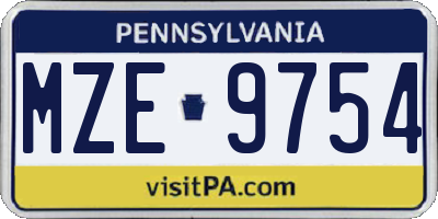 PA license plate MZE9754