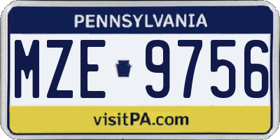 PA license plate MZE9756