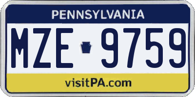 PA license plate MZE9759