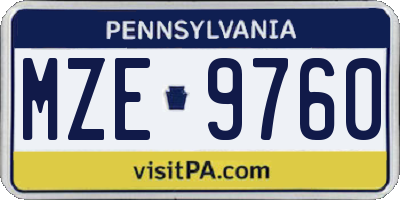 PA license plate MZE9760