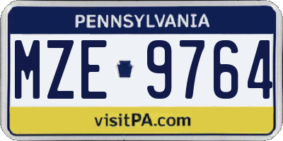 PA license plate MZE9764