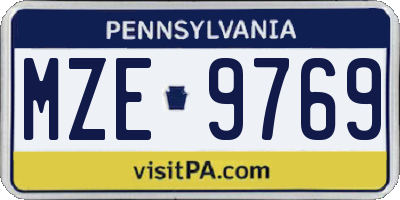 PA license plate MZE9769