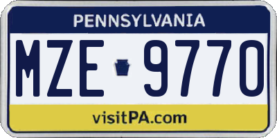 PA license plate MZE9770