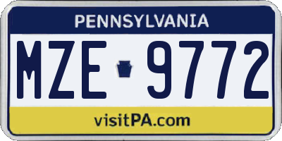 PA license plate MZE9772