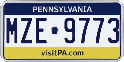 PA license plate MZE9773