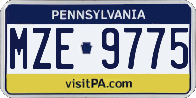 PA license plate MZE9775