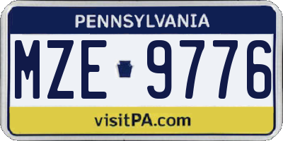PA license plate MZE9776